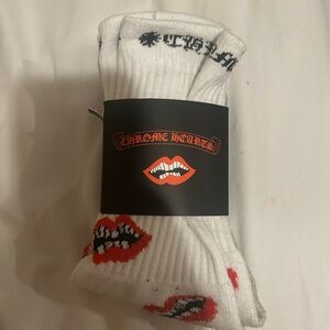 Chrome Hearts Casual White Socks with Red and Black Details